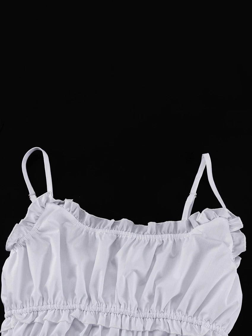 Ladies Sleepwear Spaghetti Strap Pajamas Square Collar Backless Ankle-Length Dress Nightie
