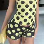 Vintage Polka Dot Shorts With Drawstring Waist Loose Fit