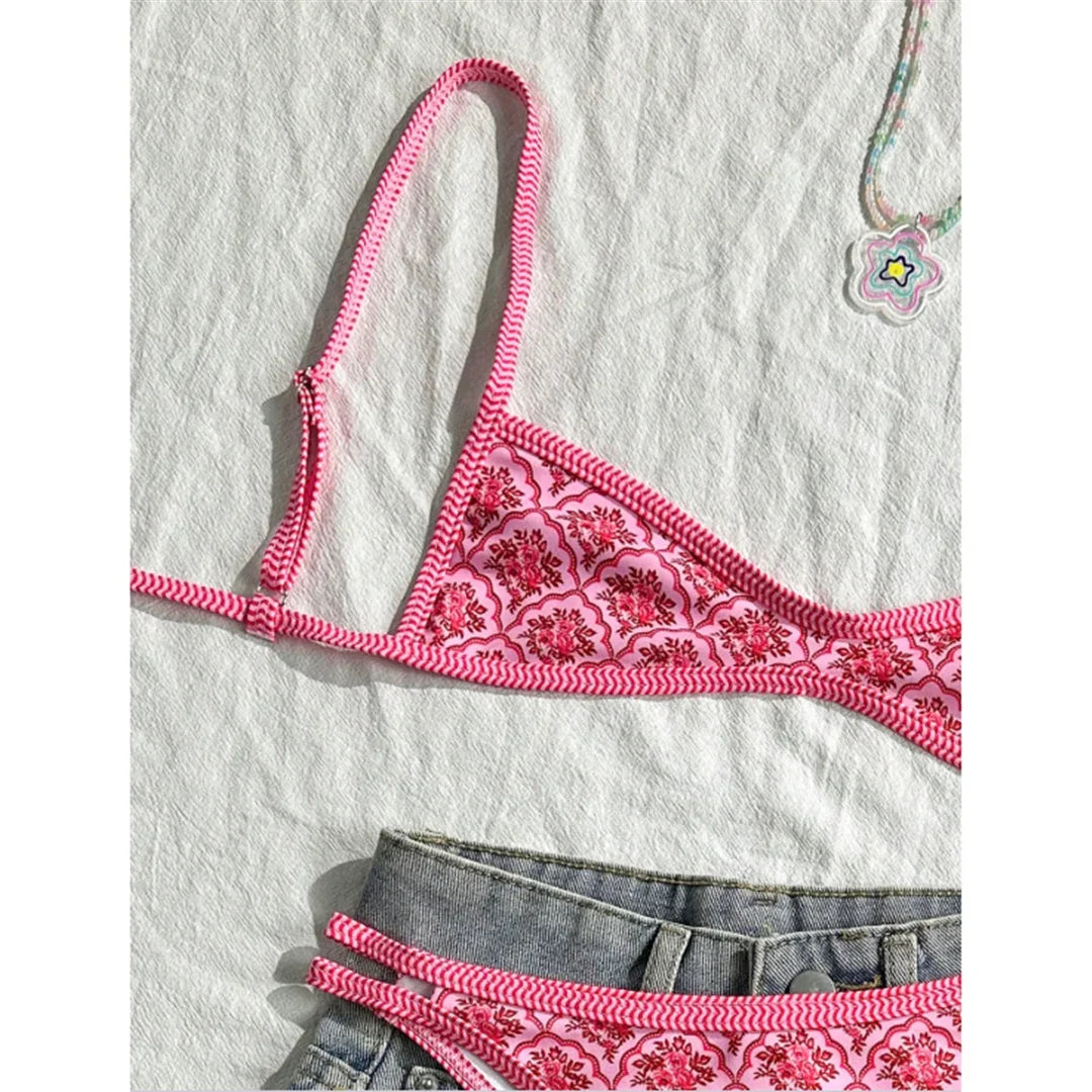 Floral Print High Leg Bikini Set Two Piece Swimwear For Women Vibrant Summer Bathing Suit