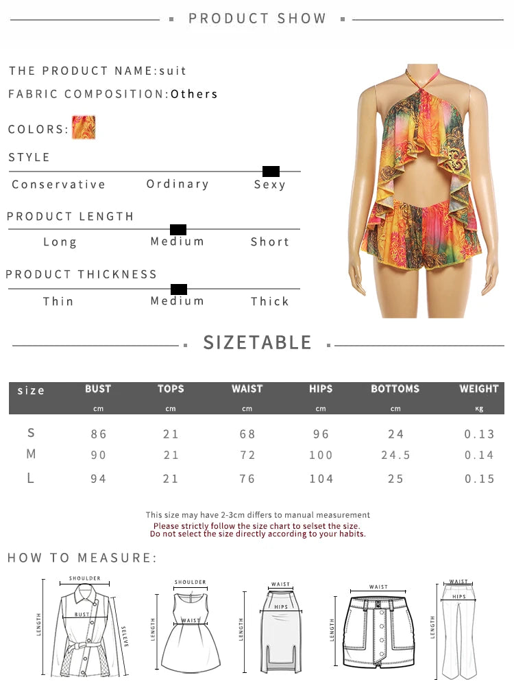 Vivid Beach Two Piece Set With Backless Halter Camisole And Shorts