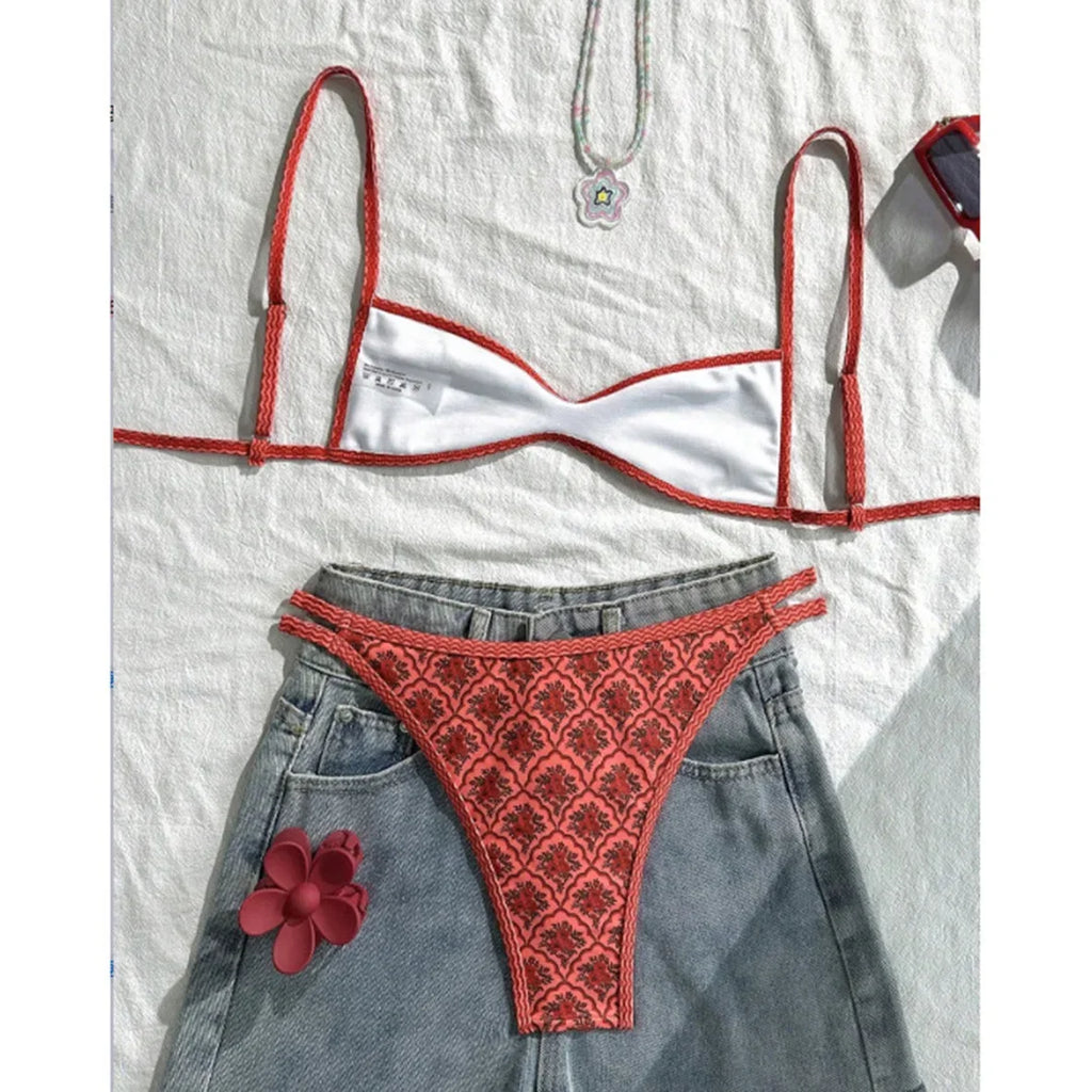 Floral Print High Leg Bikini Set Two Piece Swimwear For Women Vibrant Summer Bathing Suit