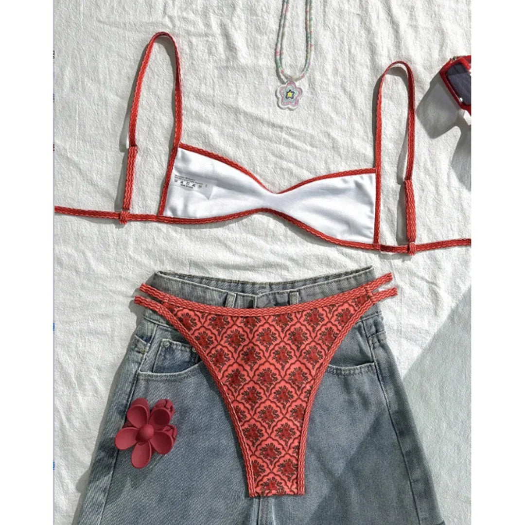 Floral Print High Leg Bikini Set Two Piece Swimwear For Women Vibrant Summer Bathing Suit