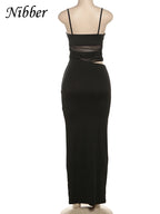 Mesh Patchwork Maxi Dress With Backless Silhouette Sleeveless