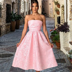 Backless Halter Evening Dress With Lace Jacquard For Elegant Special Occasions