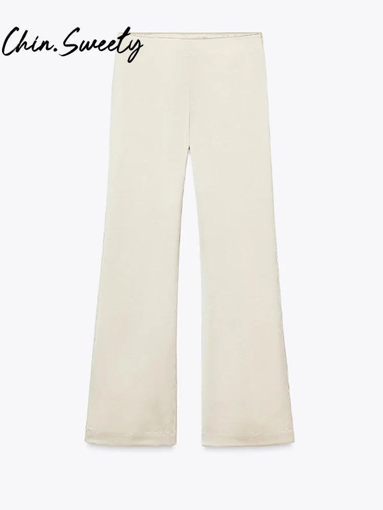 Chic Two Piece Set With Backless Tube Top And Wide Leg Pants