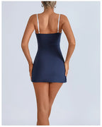 Women's Tennis Sleeveless Contrast Workout Yoga Build in Shorts Fashion Tight Fitting Skirts Suit