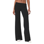Casual Wide Leg Sweatpants Fold Over Waist Low Rise Flare Yoga Lounge