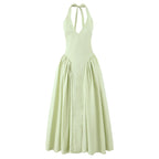 Backless Halter Midi Dress For Women Elegant A Line