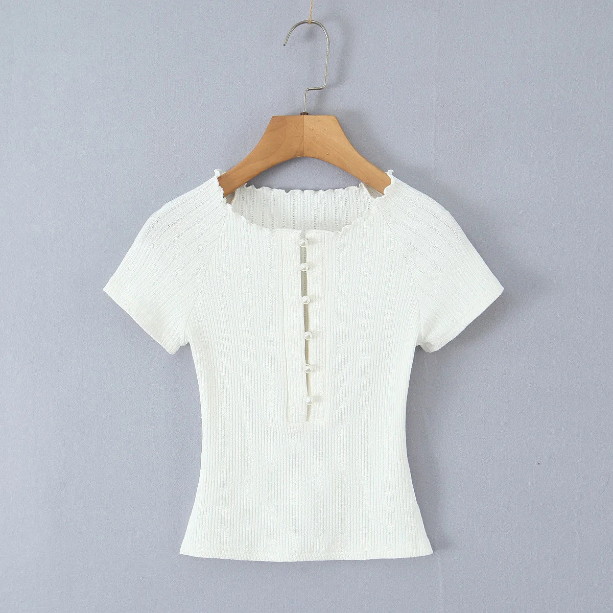 O Neck Slim White Cotton Tee For Women Short Sleeve