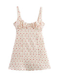Sweet Floral Waist Slim Fit Suspender Playful Chic Mini