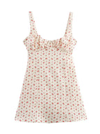 Sweet Floral Waist Slim Fit Suspender Playful Chic Mini