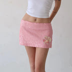 Shimmer Sequin Mini Skirt With 3D Flower Trim