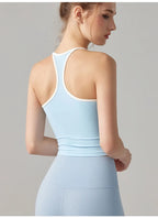 Colorful Yoga Vest With Fixed Chest Pads Women Gym Sleeveless Tank Top For Fitness And Running