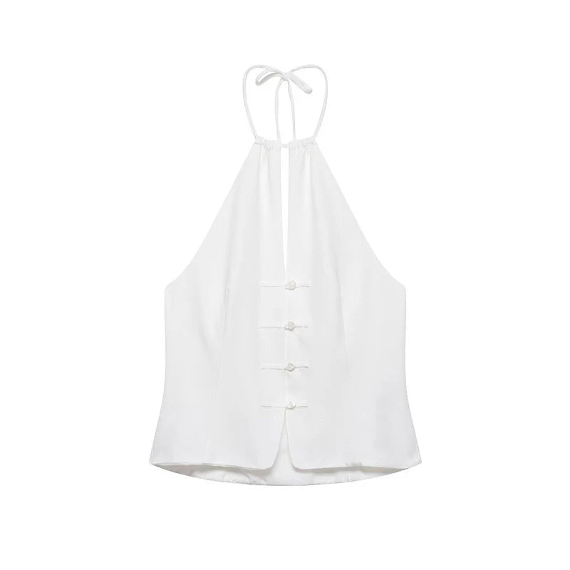 Halter Top And Shorts Set With Backless