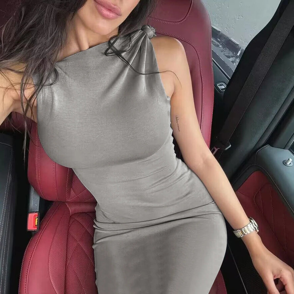 Sleeveless Bodycon Maxi Dress - Patchwork O-Neck