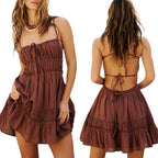 Breezy Tie-Up Backless Sundress With Sleeveless A-Line Silhouette