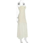 Backless Hollow Mesh Spaghetti Strap Gown Elegant Long Evening Dress