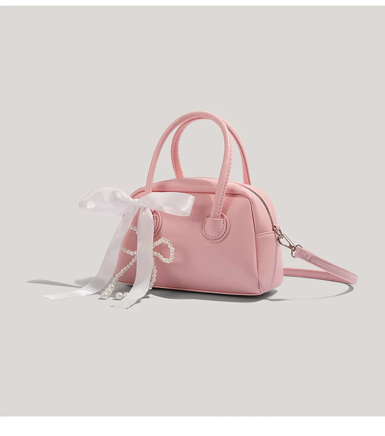 Bowknot PU Leather Crossbody Bag For Women Harajuku Style