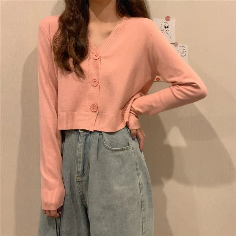 Cropped Knit Cardigan