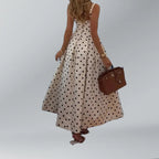 Long Polka Dot Dress With Retro Tube Top And Skirt