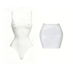 Two Piece Bikini Set Bandeau Top And High Cut Bottom For Women Monochrome Beachwear With Sleek Flattering Fit