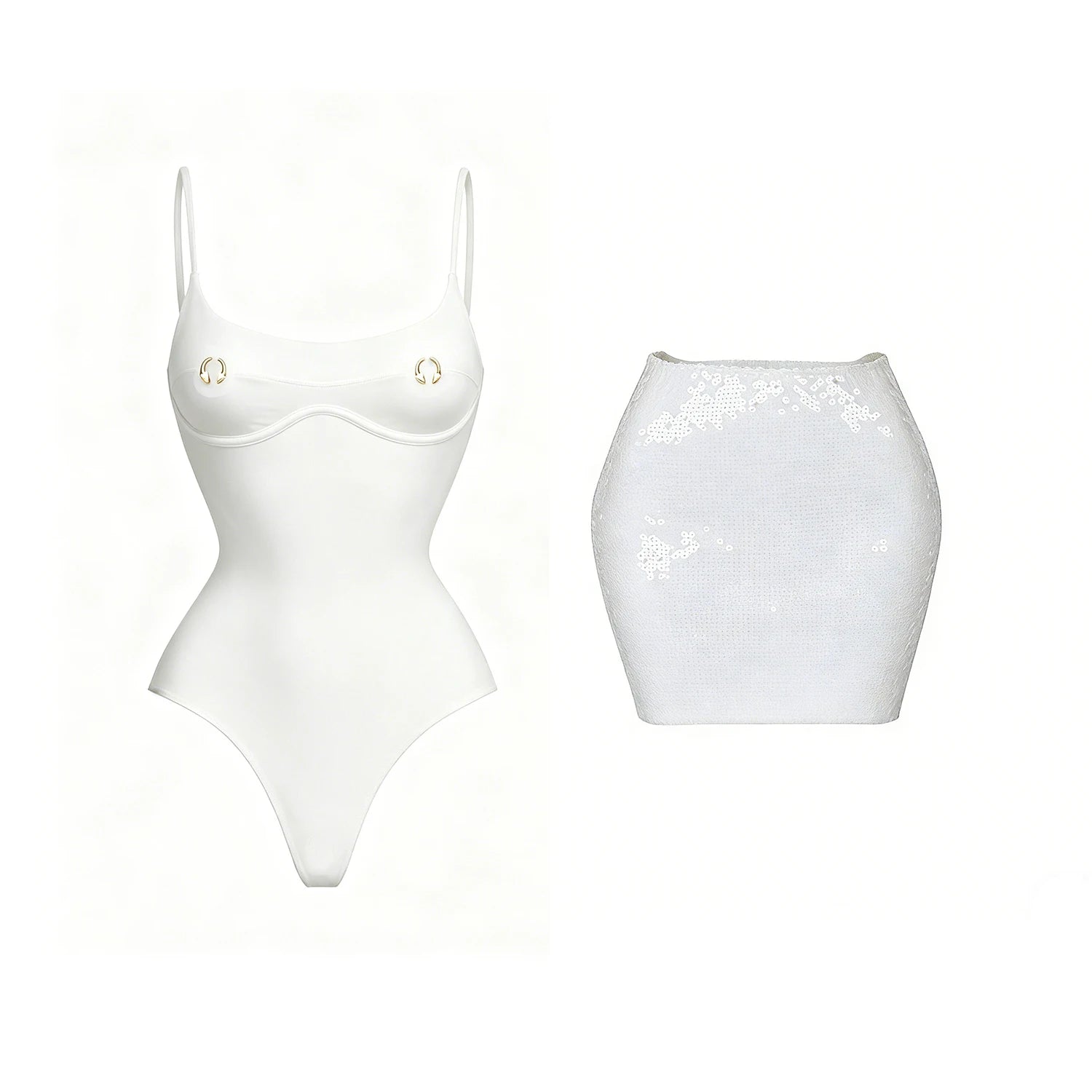 Two Piece Bikini Set Bandeau Top And High Cut Bottom For Women Monochrome Beachwear With Sleek Flattering Fit