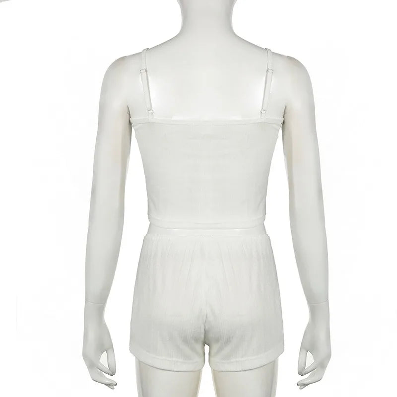 Sultry Suspender Sleep Set With Lightweight Top And Shorts