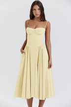 Backless Suspender Midi Dress Sleeveless A Line Style For Evening Wear