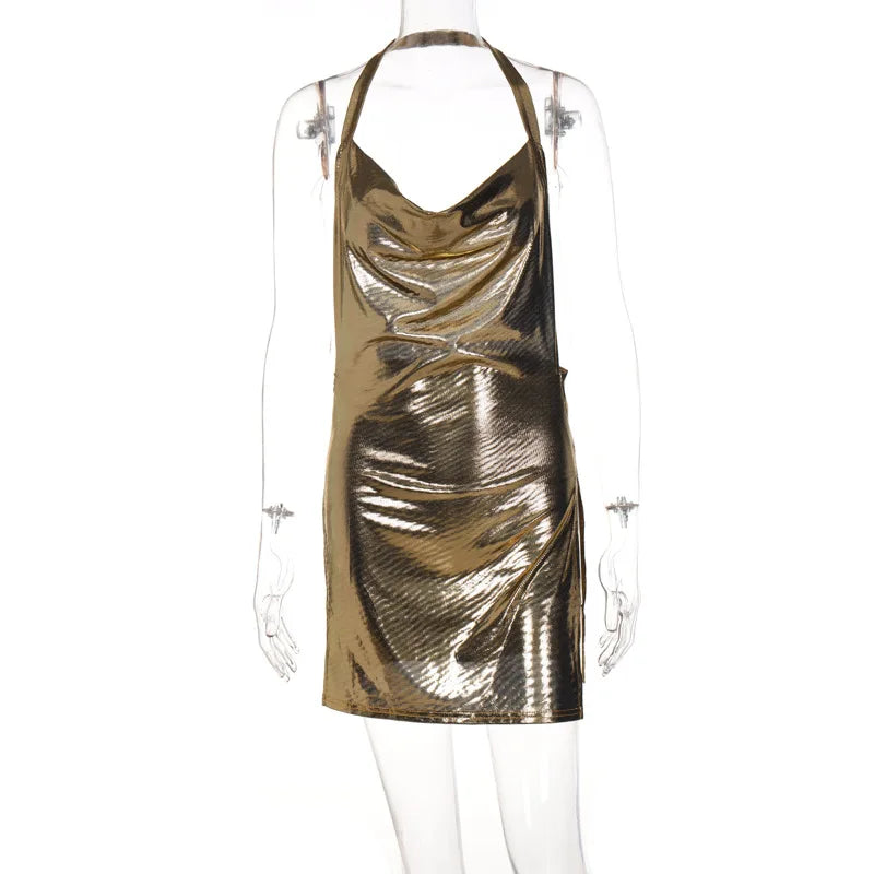 Sequin Backless Party Dress With Hanging Neck