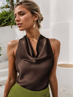 Chic Swing Collar Halter Vest Top Backless Sleeveless Shirt