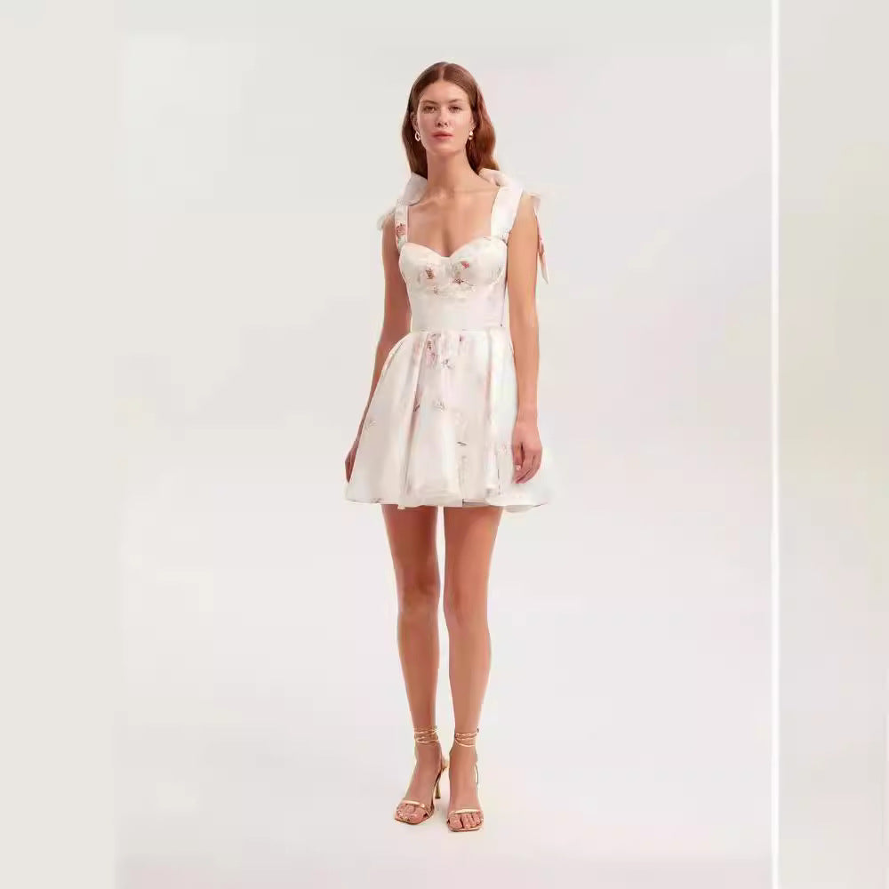 Off Shoulder Fairy Chic Dress With 3D Stereo Pattern