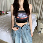 Cotton Tube Top Shirt For Women Simple Print