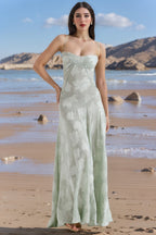 Sexy Flowers Slim Back Lace-up Long Dress
