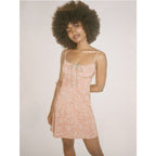 Floral Print Short Sling Dress With A-Line Skirt Zipper Detail