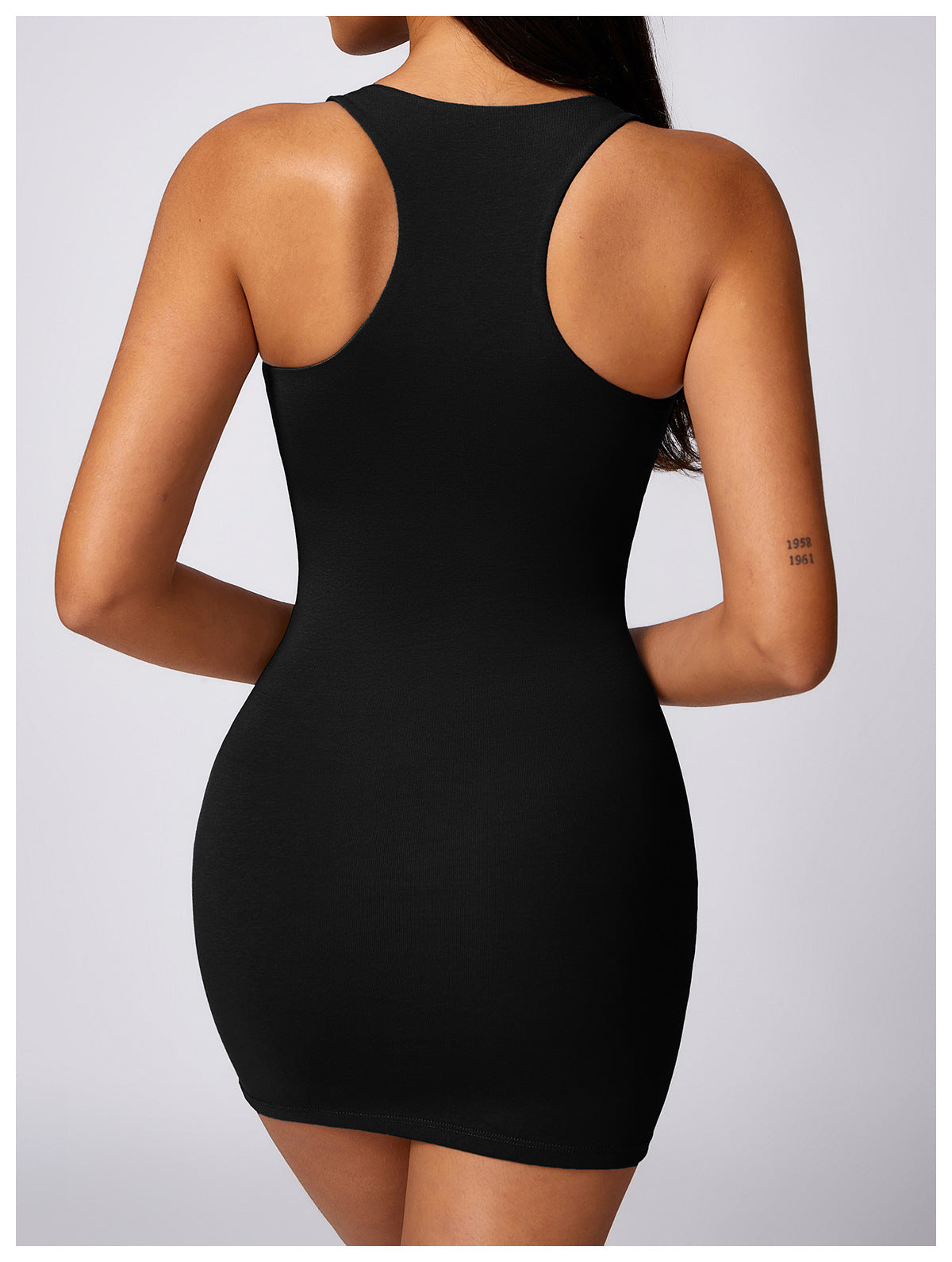 Sheath Dress In Solid Color With Elastic Waist Short Hem