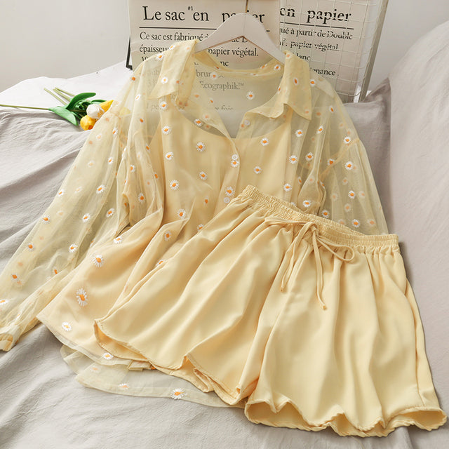 Three Piece Linen Set For Women Casual Tops Shorts