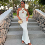 Slim Halterneck With Stars Sexy Seaside Beach Long Dress