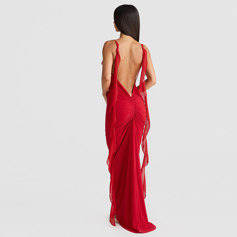 Chic Suspender Dress In Solid Colors Polyester Low Waist