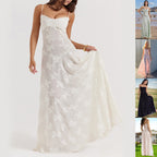 Sexy Flowers Slim Back Lace-up Long Dress