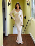 Women's Fashion Long Sleeve Cardigan V-Neck Dress