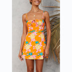 Floral Print Summer Dress With A Line Skirt Slotted Collar Regular Sleeves