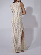 Sleeveless Knitted Fitted Dress With High Waist