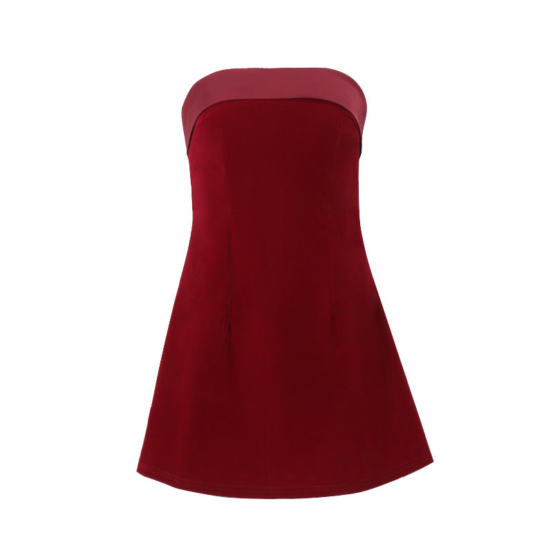 Women's Tube Top A-Line Short Dress Slim Fit Party Evening Wear