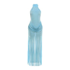 Tassel Backless Maxi Dress With High Waist And Open Back