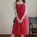 Polka Dot Midi Dress With Ruffles