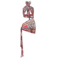 Sunlit Ribbon Print Dress With High Waist