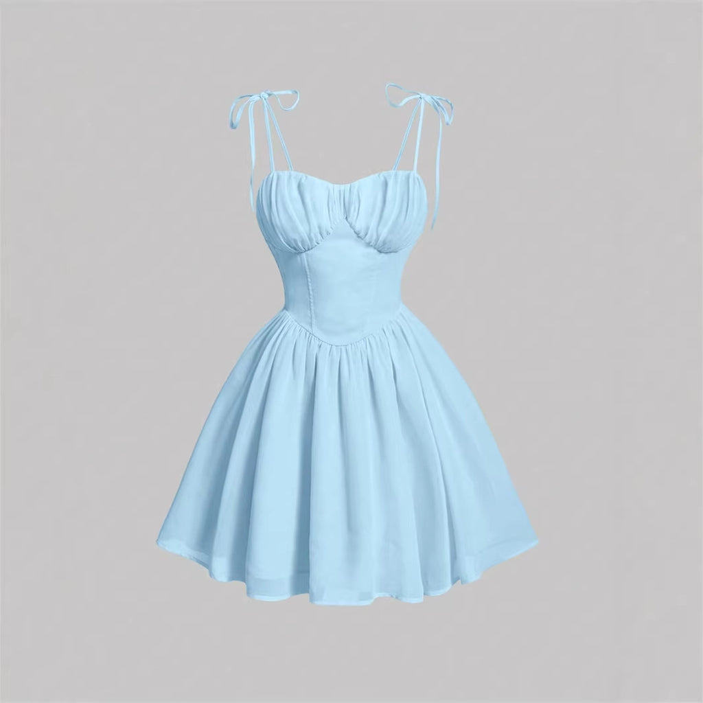 High-Waist Midi Dress With Long Straps
