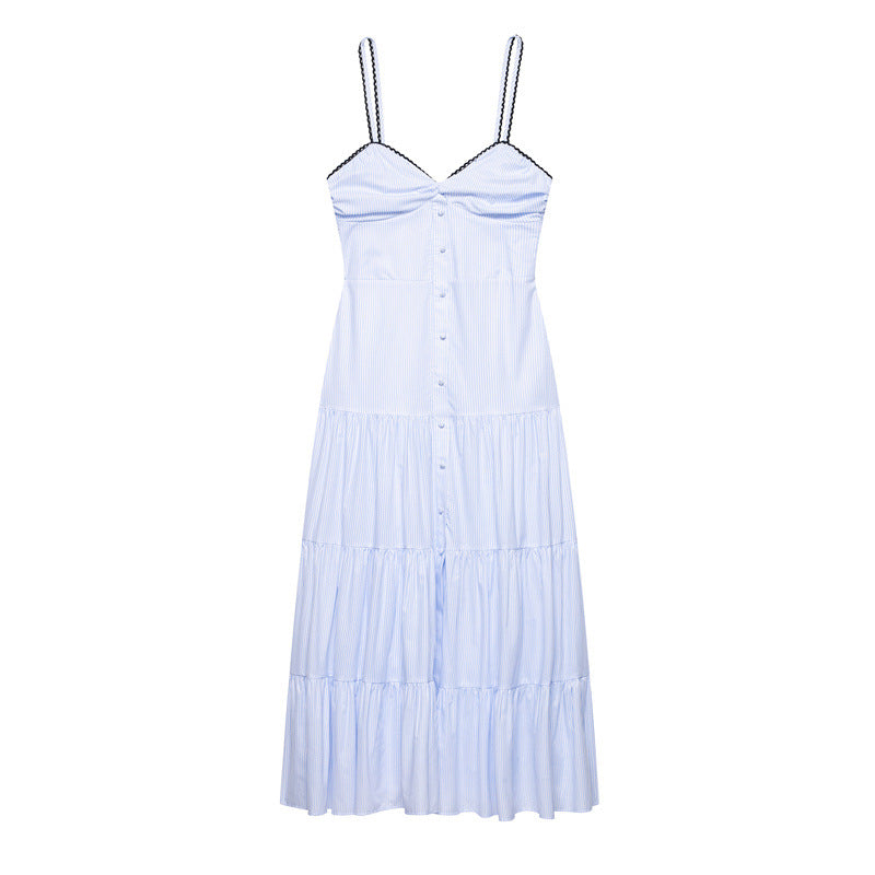Stripes Sleeveless Sling Dress in Lightweight Chiffon