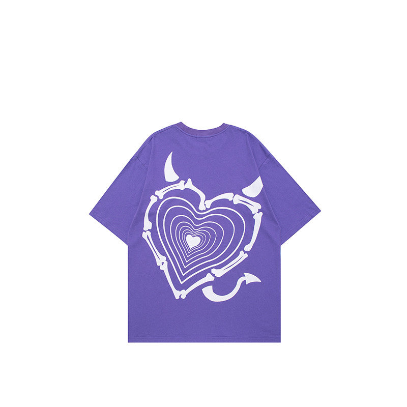 Love Print Tee For Couples, Relaxed Fit Round Neck