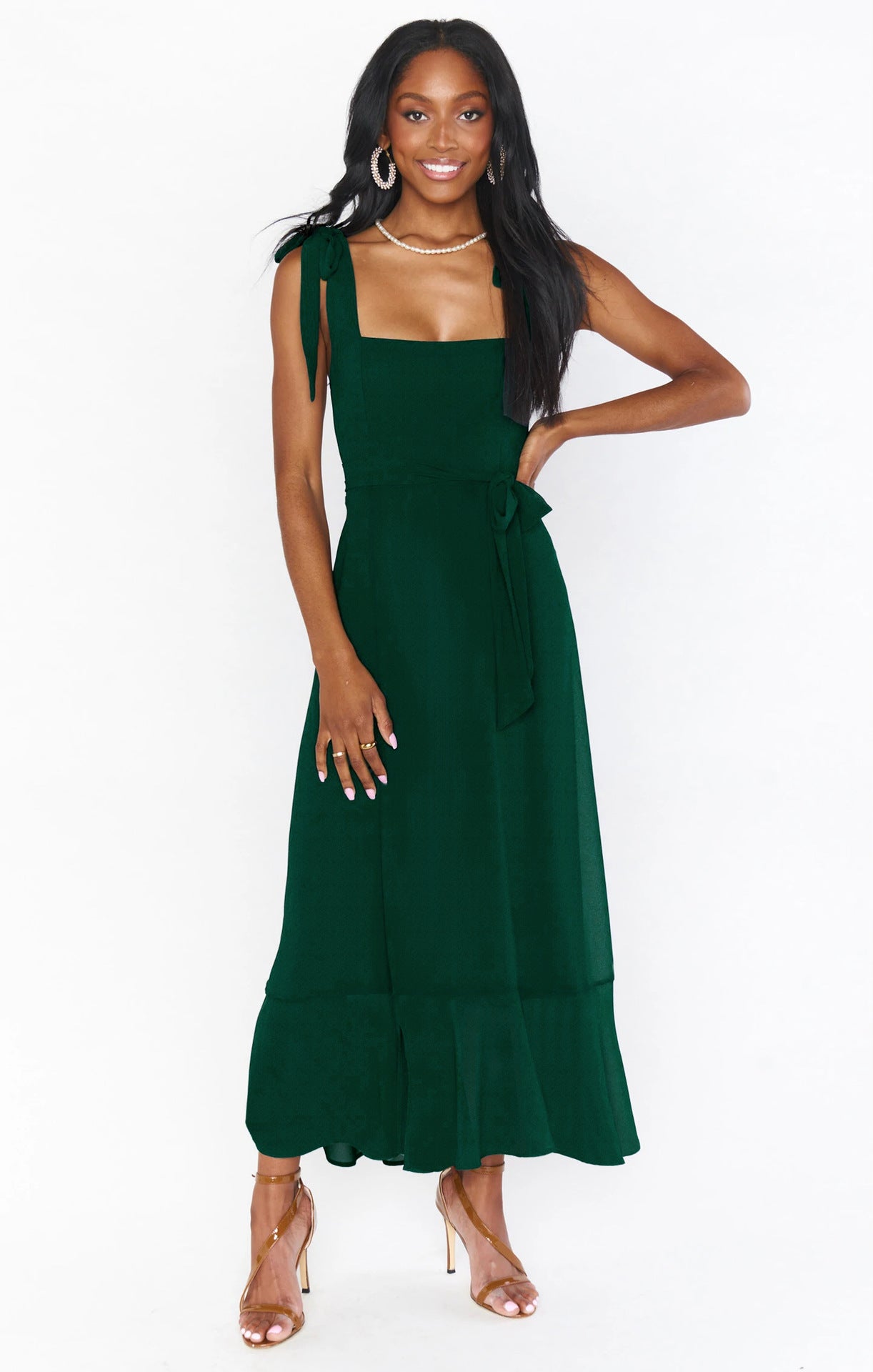 Women's Lace-up Split - Ruffled Sundress